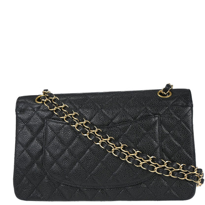 Chanel Black Caviar Skin Medium Classic Double Flap Shoulder Bag