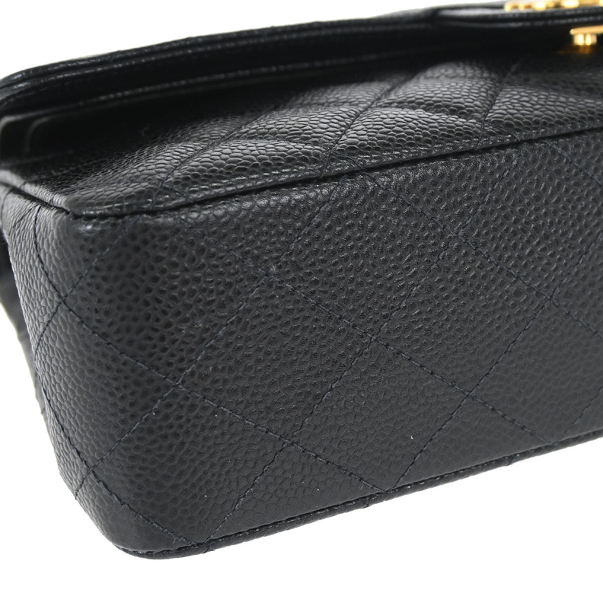 Chanel Black Caviar Skin Medium Classic Double Flap Shoulder Bag