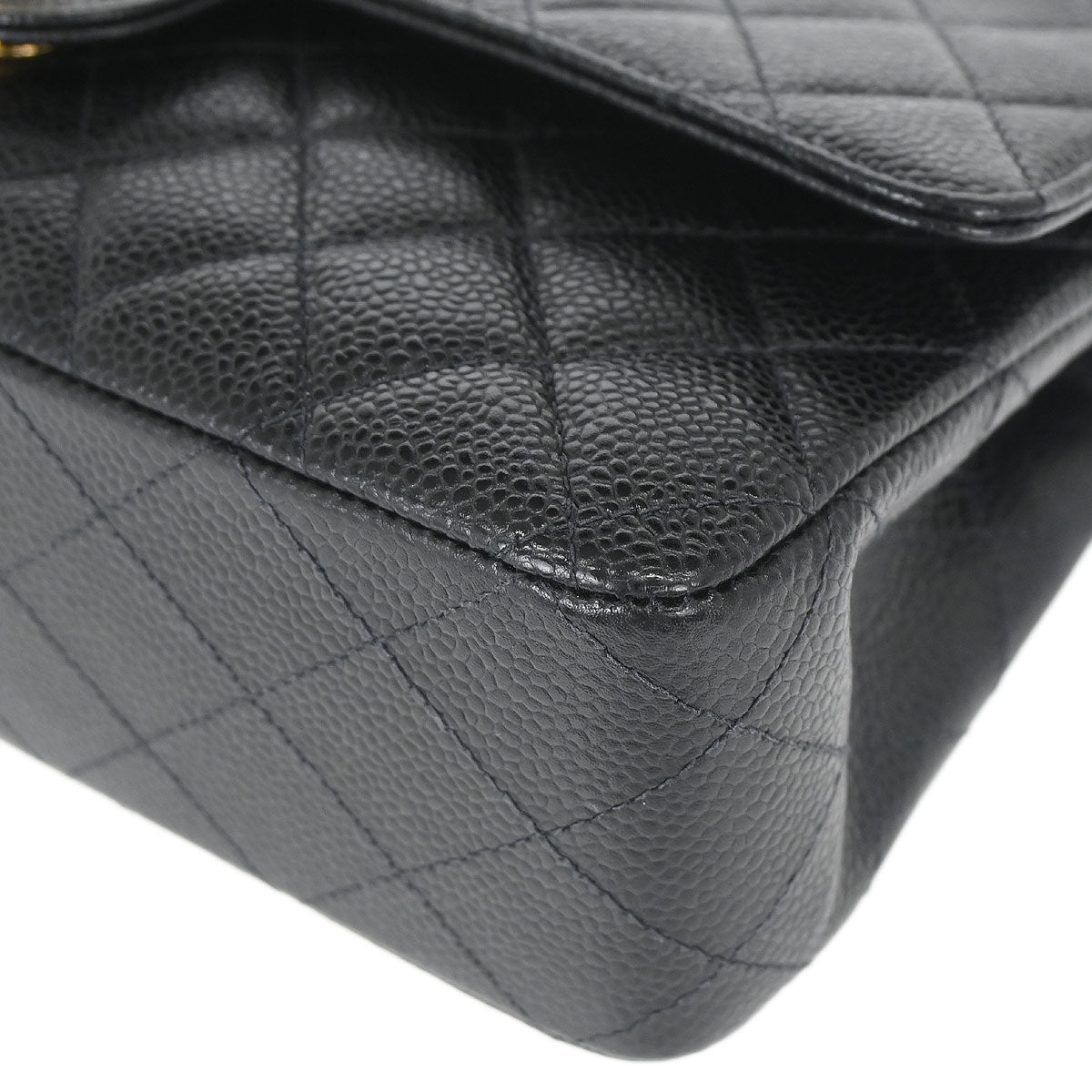 Chanel Black Caviar Skin Medium Classic Double Flap Shoulder Bag