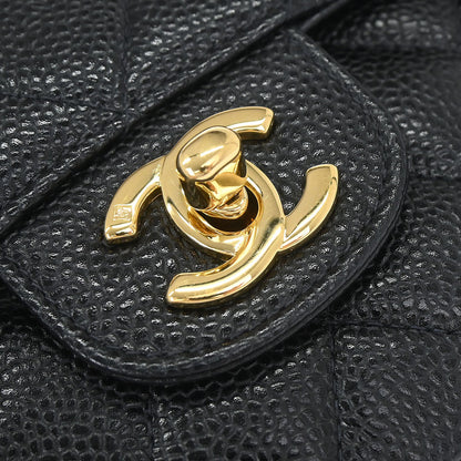Chanel Black Caviar Skin Medium Classic Double Flap Shoulder Bag