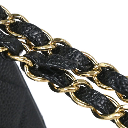 Chanel Black Caviar Skin Medium Classic Double Flap Shoulder Bag