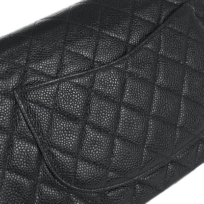 Chanel Black Caviar Skin Medium Classic Double Flap Shoulder Bag