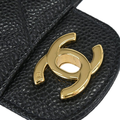 Chanel Black Caviar Skin Medium Classic Double Flap Shoulder Bag