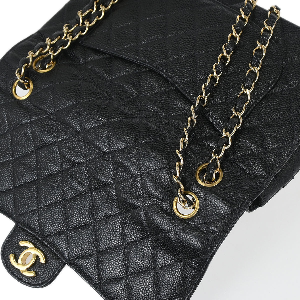 Chanel Black Caviar Skin Medium Classic Double Flap Shoulder Bag