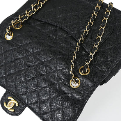 Chanel Black Caviar Skin Medium Classic Double Flap Shoulder Bag