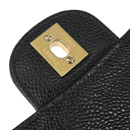 Chanel Black Caviar Skin Medium Classic Double Flap Shoulder Bag