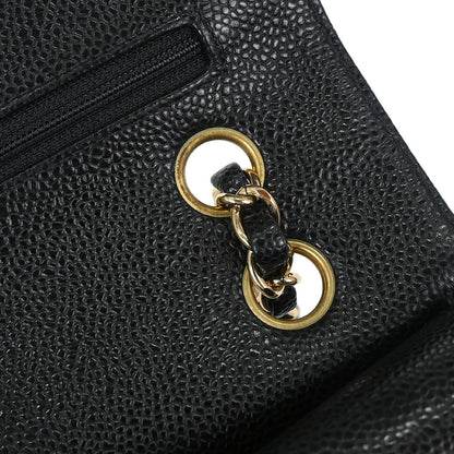 Chanel Black Caviar Skin Medium Classic Double Flap Shoulder Bag