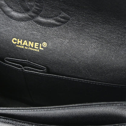 Chanel Black Caviar Skin Medium Classic Double Flap Shoulder Bag