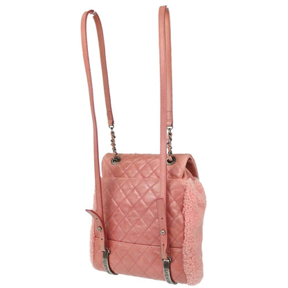 Chanel 2015-2016 Pink Calfskin Shearling Paris-Salzburg Mountain Backpack