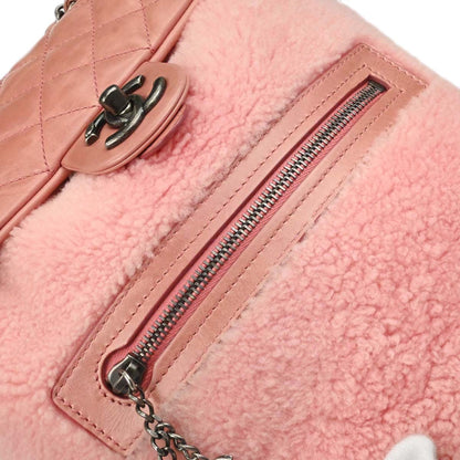 Chanel 2015-2016 Pink Calfskin Shearling Paris-Salzburg Mountain Backpack