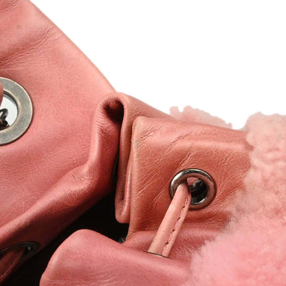 Chanel 2015-2016 Pink Calfskin Shearling Paris-Salzburg Mountain Backpack