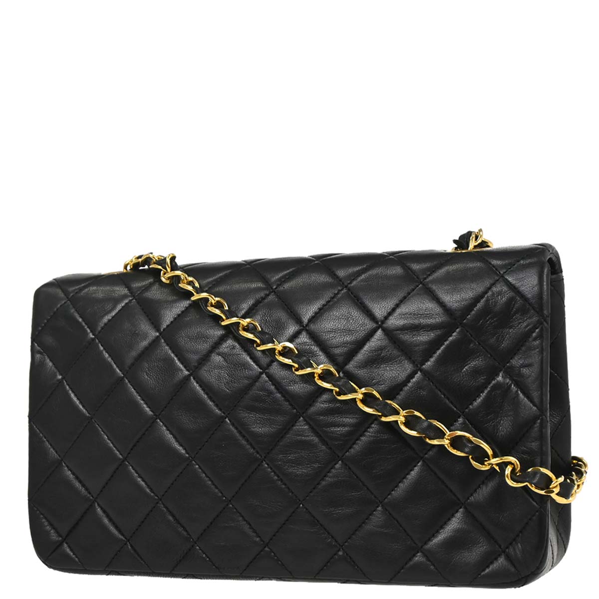 Chanel Black Lambskin Turnlock Small Full Flap Shoulder Bag