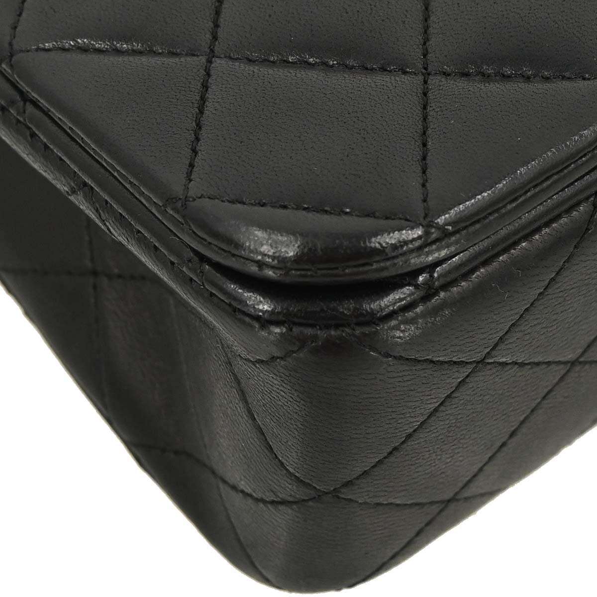 Chanel Black Lambskin Turnlock Small Full Flap Shoulder Bag