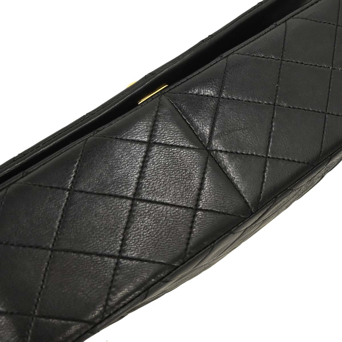 Chanel Black Lambskin Turnlock Small Full Flap Shoulder Bag