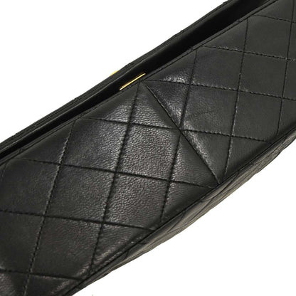 Chanel Black Lambskin Turnlock Small Full Flap Shoulder Bag