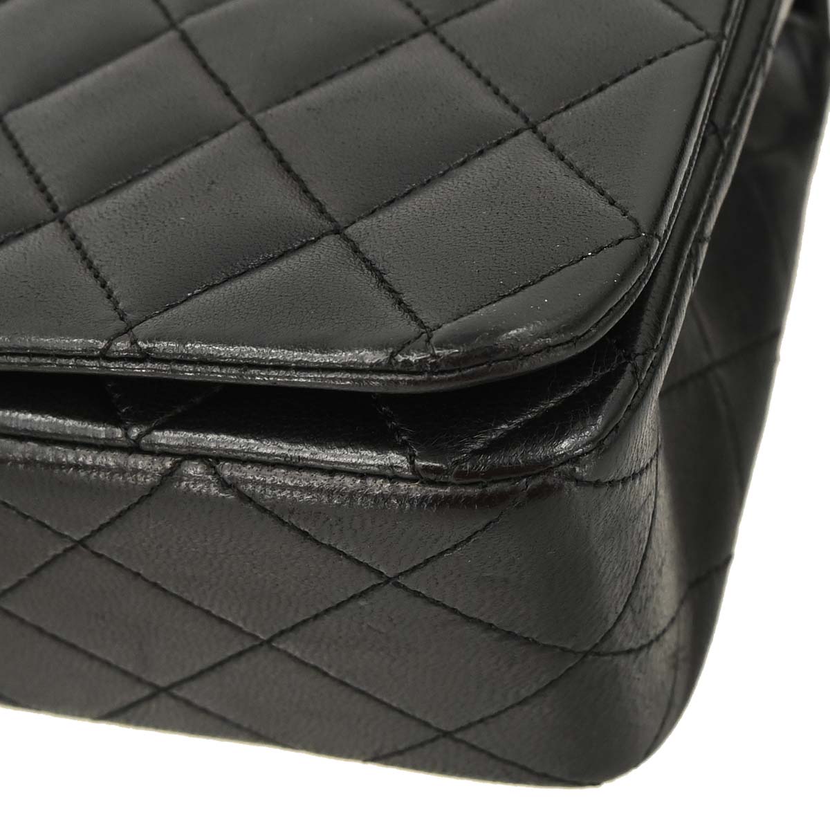 Chanel Black Lambskin Turnlock Small Full Flap Shoulder Bag