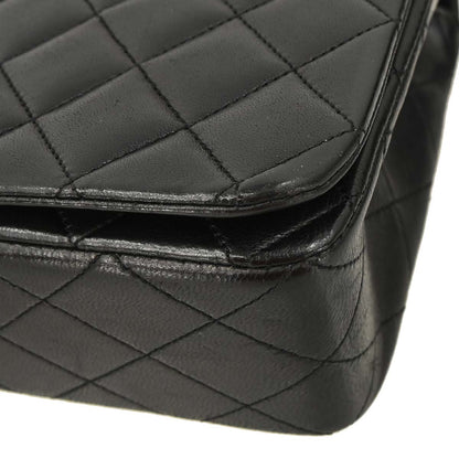 Chanel Black Lambskin Turnlock Small Full Flap Shoulder Bag