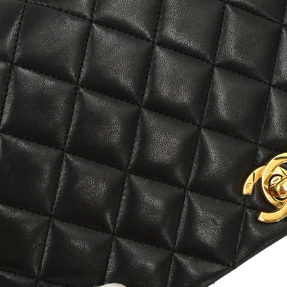Chanel Black Lambskin Turnlock Small Full Flap Shoulder Bag
