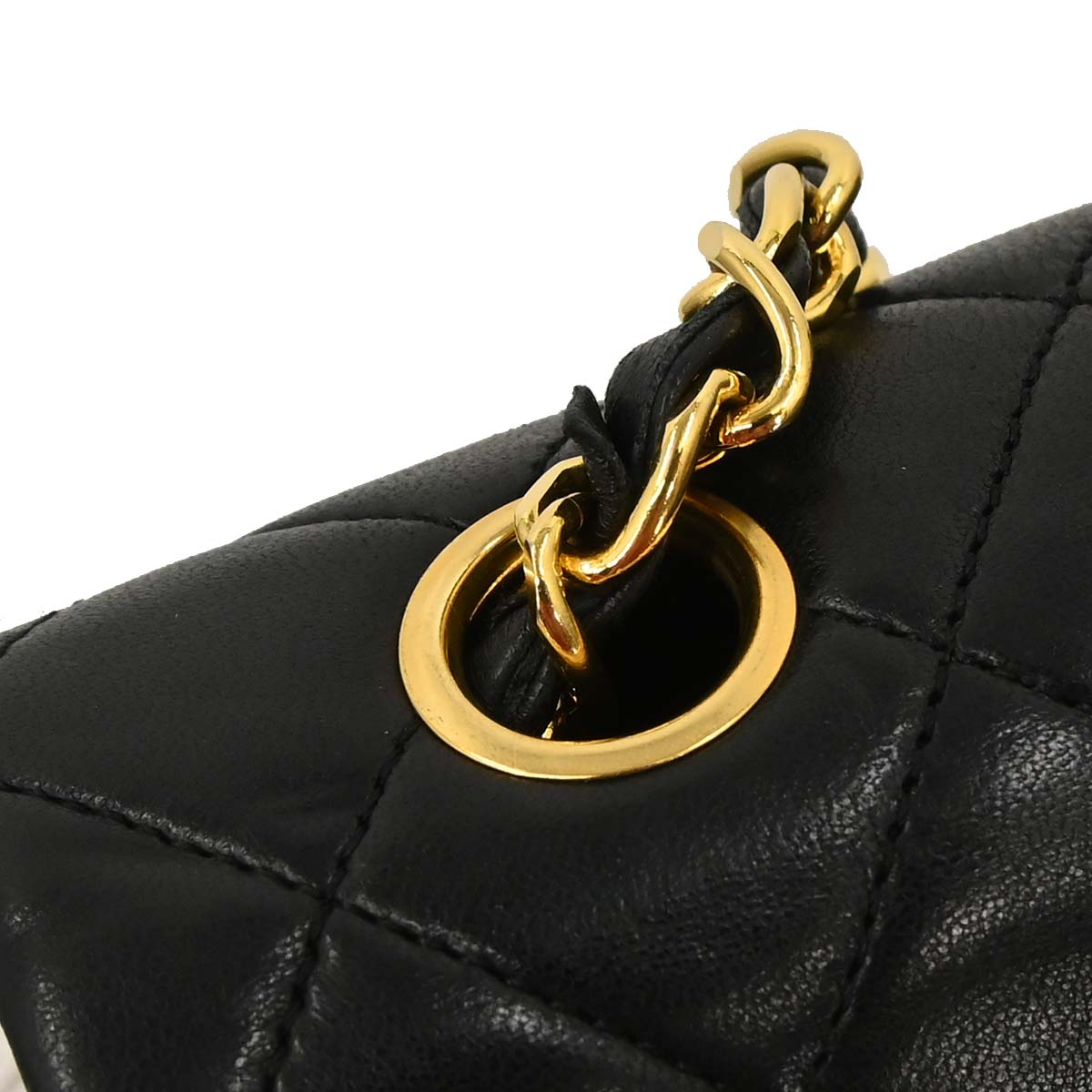 Chanel Black Lambskin Turnlock Small Full Flap Shoulder Bag