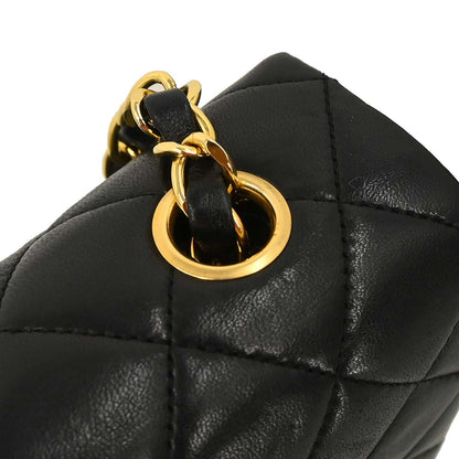 Chanel Black Lambskin Turnlock Small Full Flap Shoulder Bag