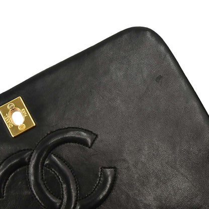 Chanel Black Lambskin Turnlock Small Full Flap Shoulder Bag