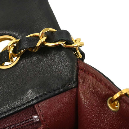 Chanel Black Lambskin Turnlock Small Full Flap Shoulder Bag