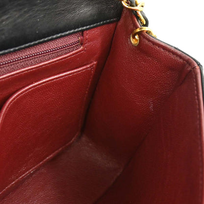 Chanel Black Lambskin Turnlock Small Full Flap Shoulder Bag
