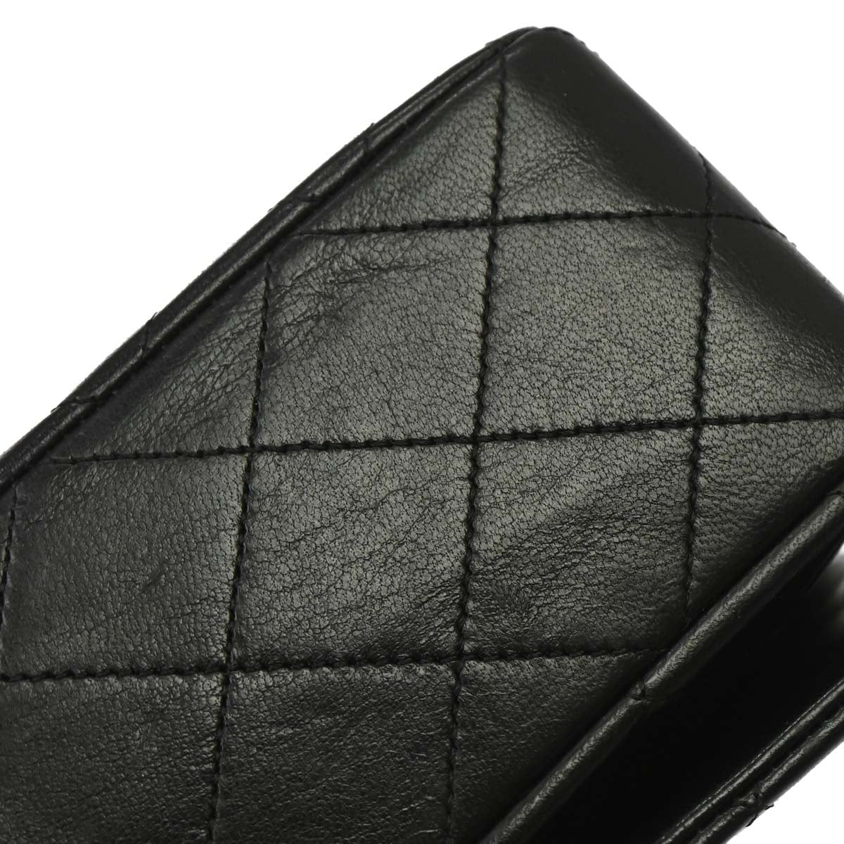 Chanel 1989-1991 Black Lambskin Turnlock Small Full Flap Shoulder Bag