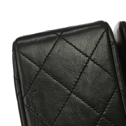 Chanel 1989-1991 Black Lambskin Turnlock Small Full Flap Shoulder Bag