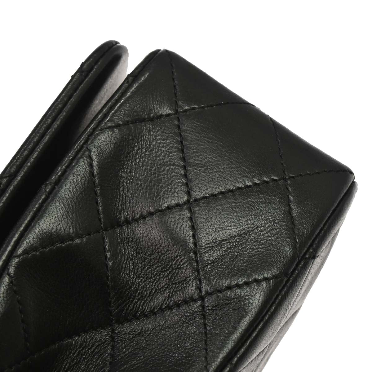 Chanel 1989-1991 Black Lambskin Turnlock Small Full Flap Shoulder Bag