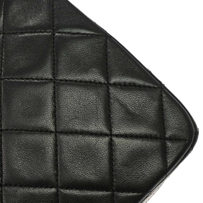 Chanel 1989-1991 Black Lambskin Turnlock Small Full Flap Shoulder Bag