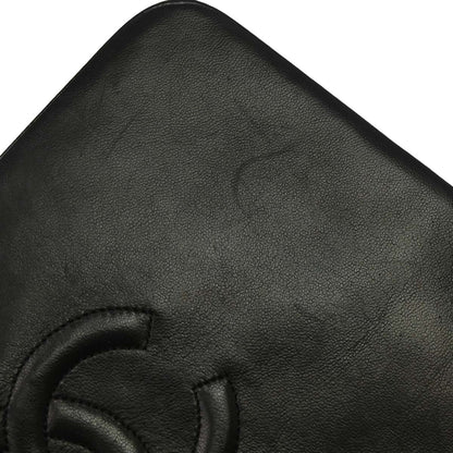 Chanel 1989-1991 Black Lambskin Turnlock Small Full Flap Shoulder Bag