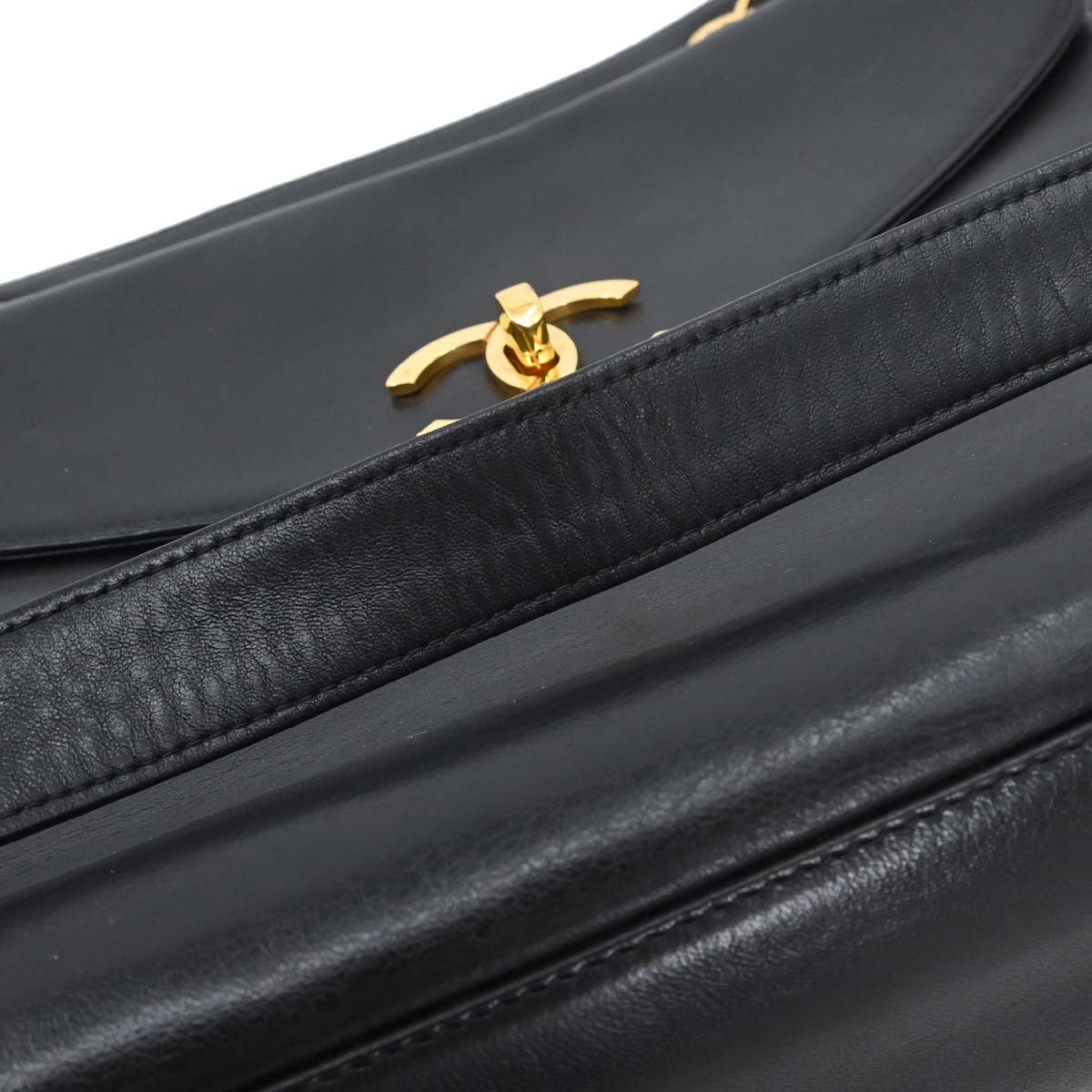 Chanel 1994-1996 Black Lambskin Shoulder Tote Bag