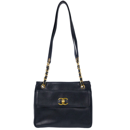 Chanel 1994-1996 Navy Caviar Skin Shoulder Tote Bag