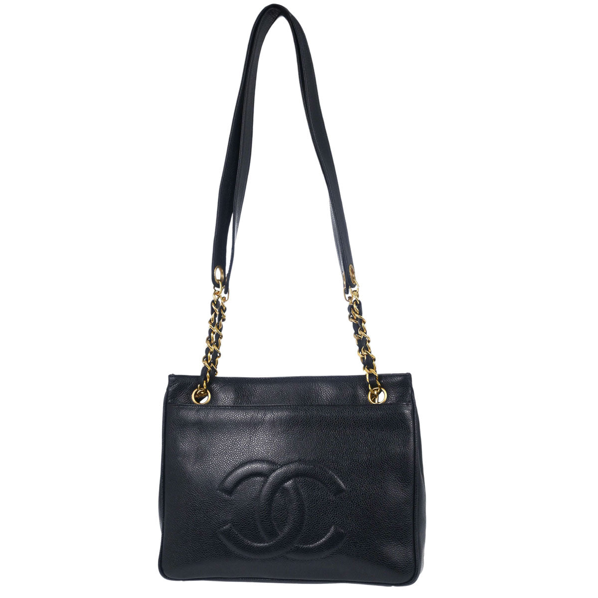 Chanel 1994-1996 Navy Caviar Skin Shoulder Tote Bag