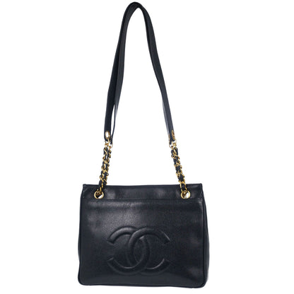 Chanel 1994-1996 Navy Caviar Skin Shoulder Tote Bag