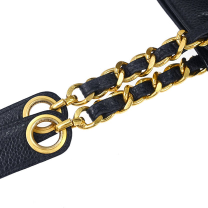 Chanel 1994-1996 Navy Caviar Skin Shoulder Tote Bag