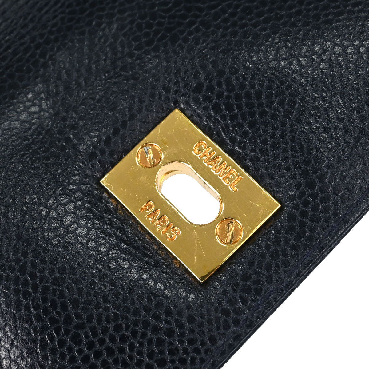 Chanel 1994-1996 Navy Caviar Skin Shoulder Tote Bag