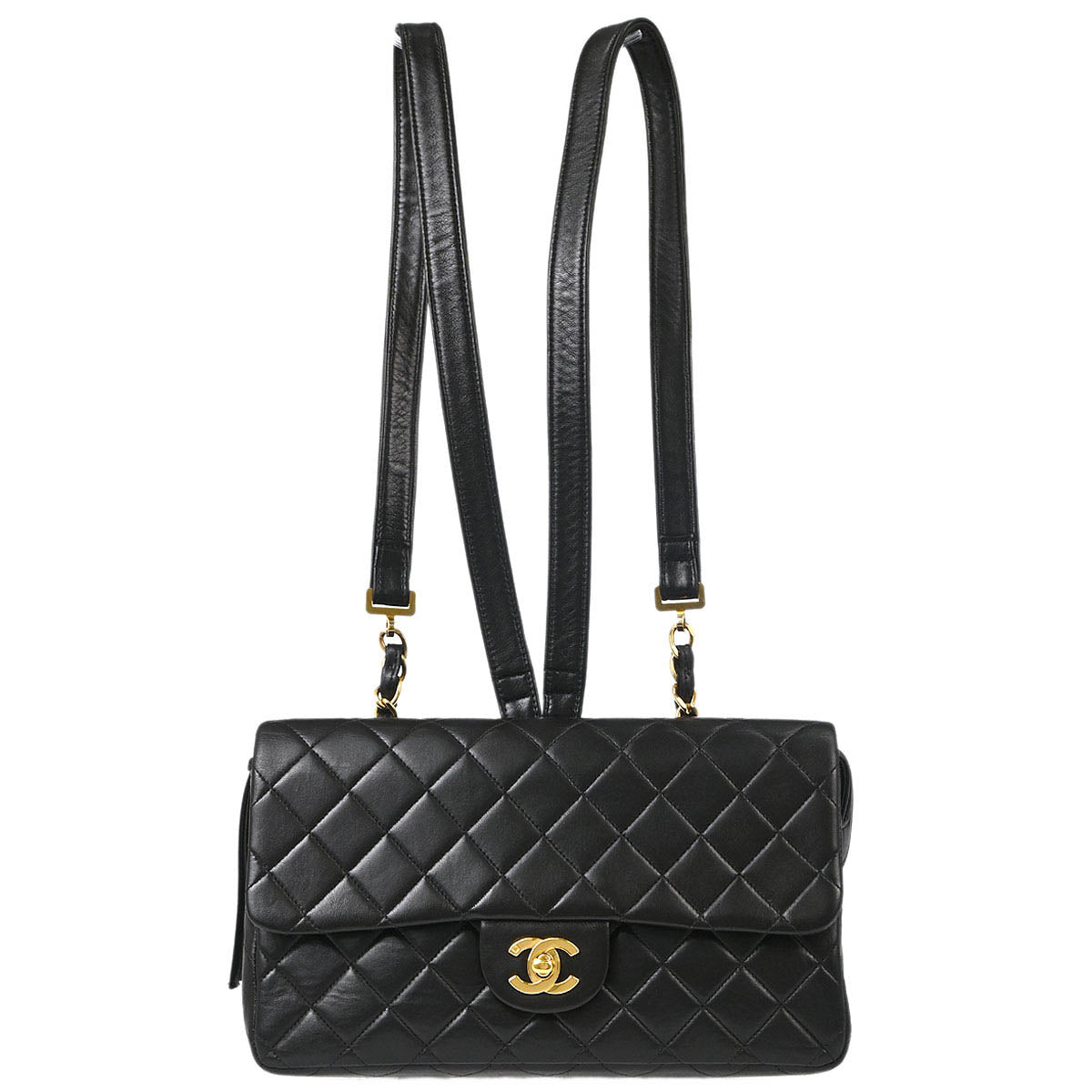 Chanel 1994-1996 Black Lambskin Classic Flap Backpack