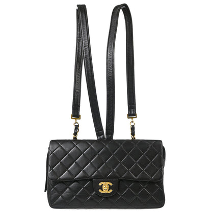 Chanel 1994-1996 Black Lambskin Classic Flap Backpack