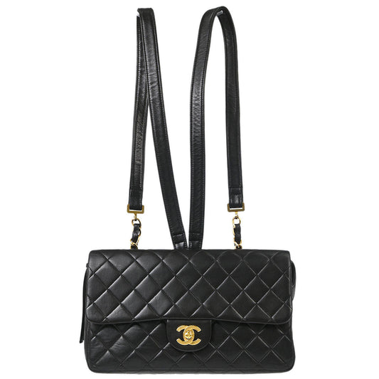 Chanel 1994-1996 Black Lambskin Classic Flap Backpack