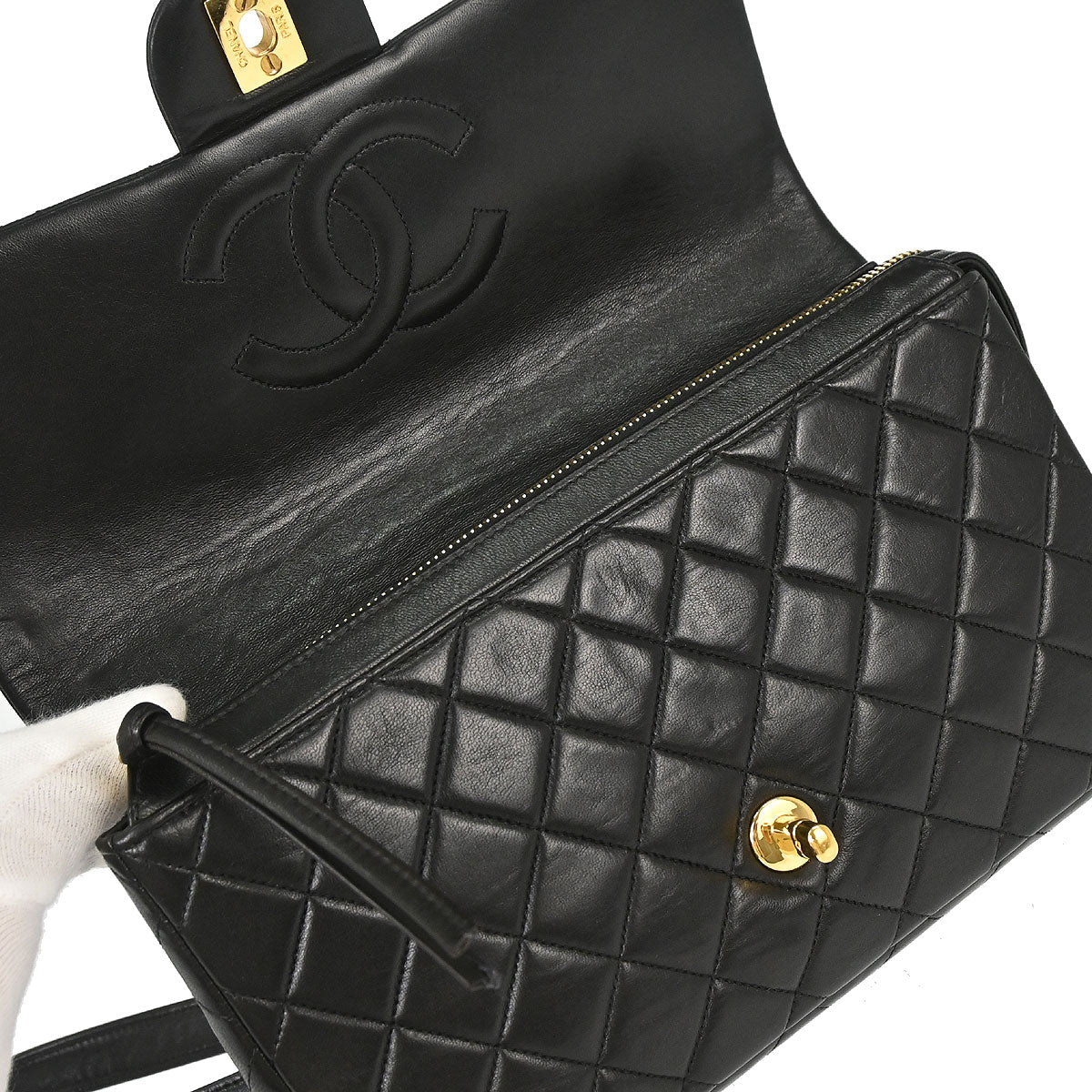 Chanel 1994-1996 Black Lambskin Classic Flap Backpack