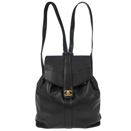 Chanel 1997-1999 Black Caviar Skin Backpack