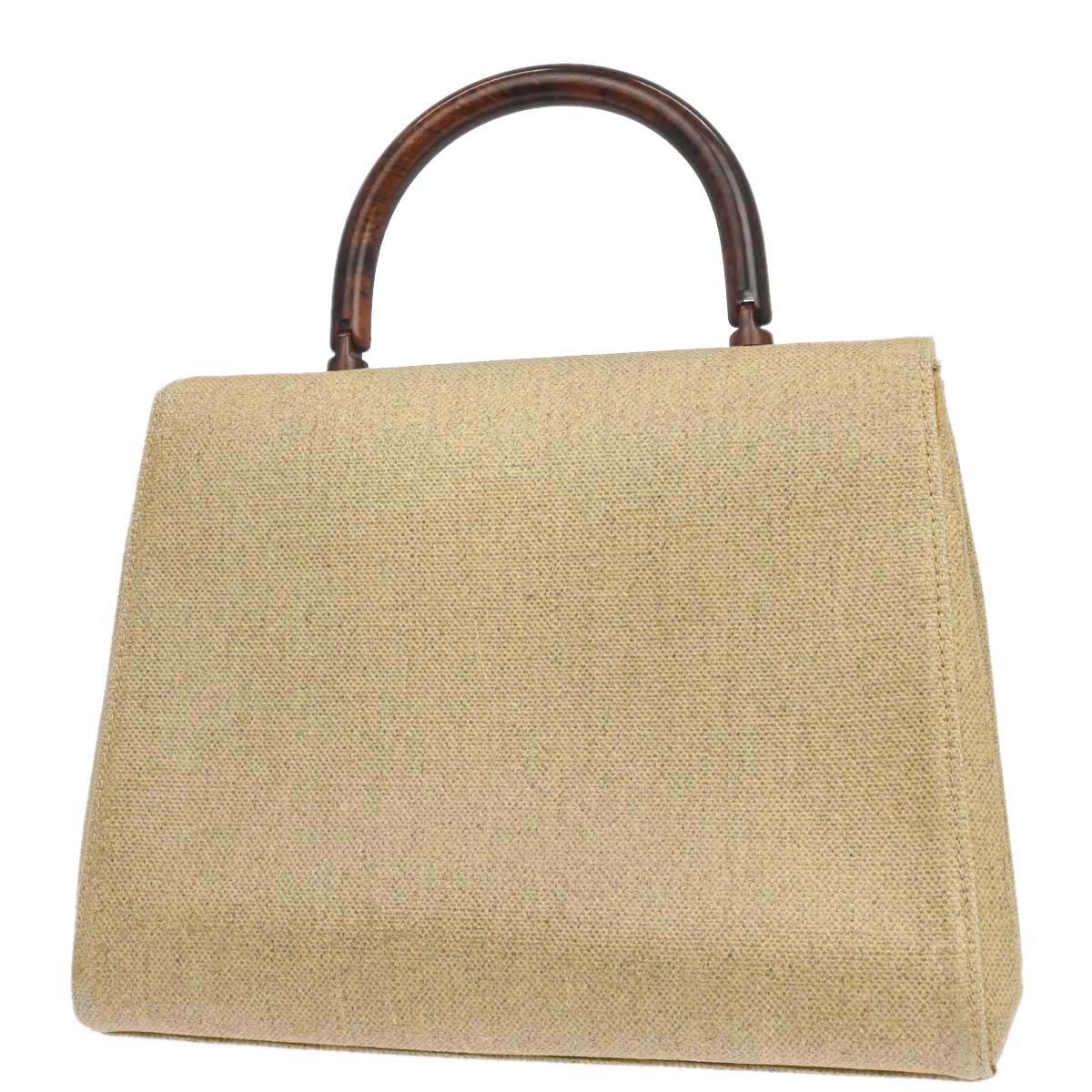 Chanel Beige Canvas Top Handle Straight Flap Handbag