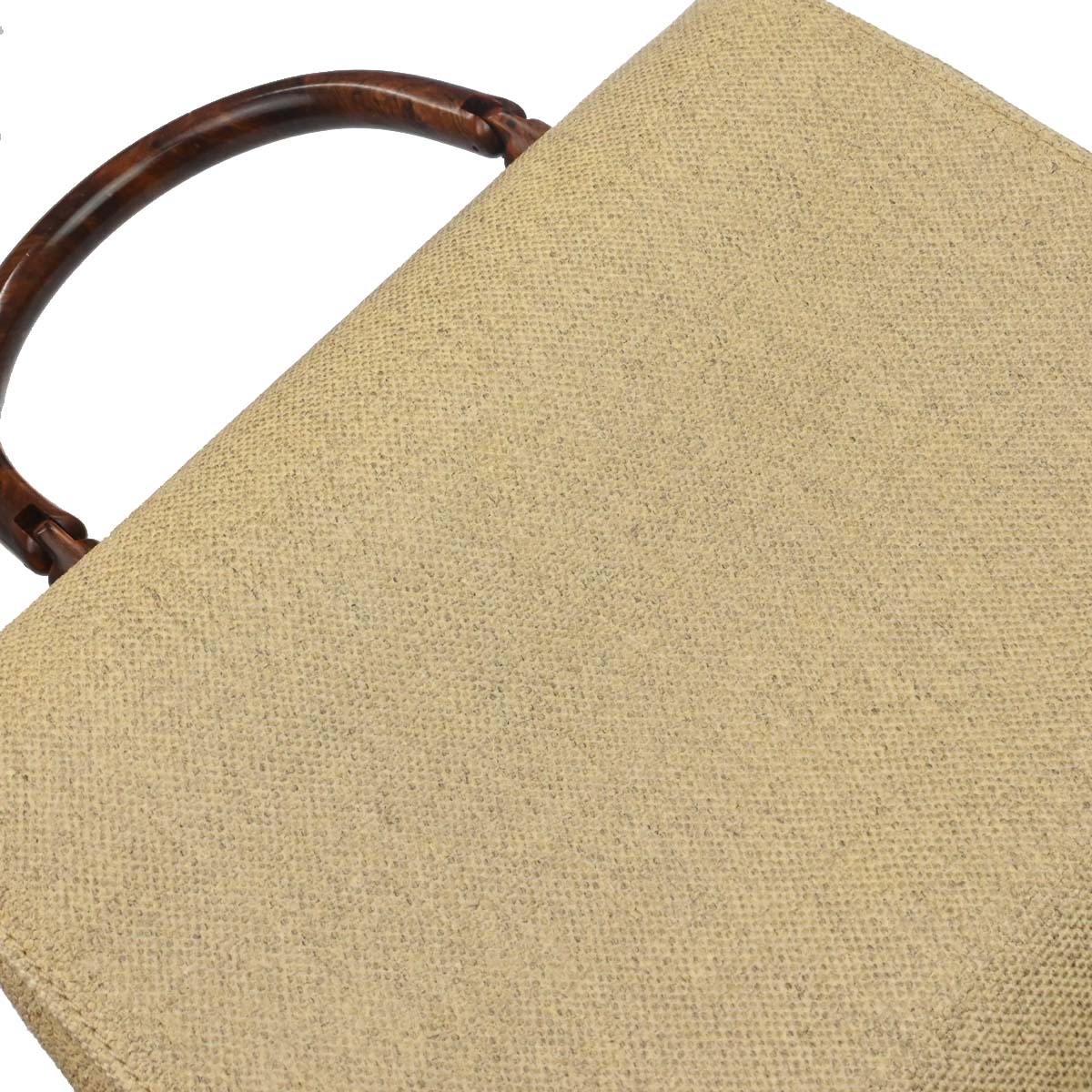 Chanel Beige Canvas Top Handle Straight Flap Handbag