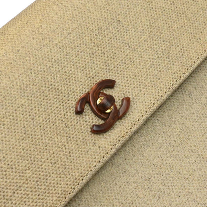 Chanel Beige Canvas Top Handle Straight Flap Handbag