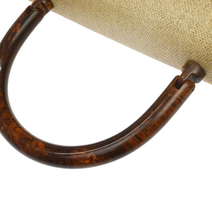 Chanel Beige Canvas Top Handle Straight Flap Handbag