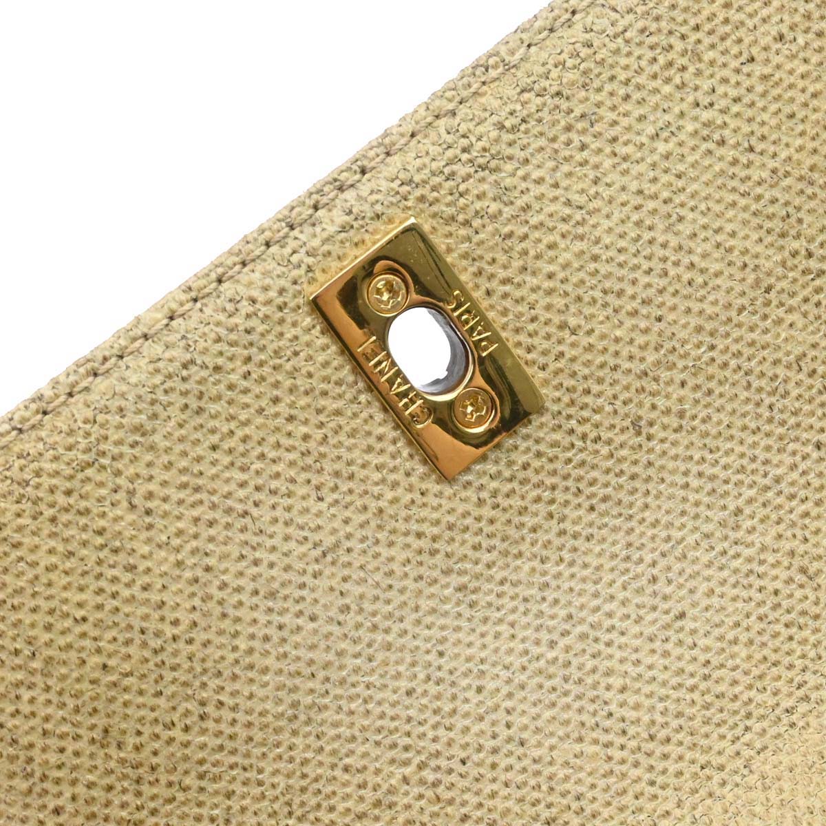 Chanel Beige Canvas Top Handle Straight Flap Handbag