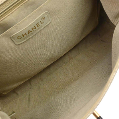 Chanel Beige Canvas Top Handle Straight Flap Handbag