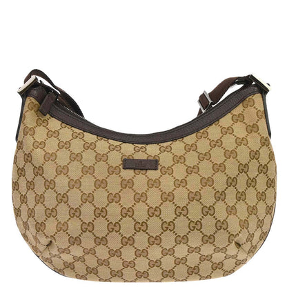 Gucci Brown Beige Canvas GG Shoulder Bag